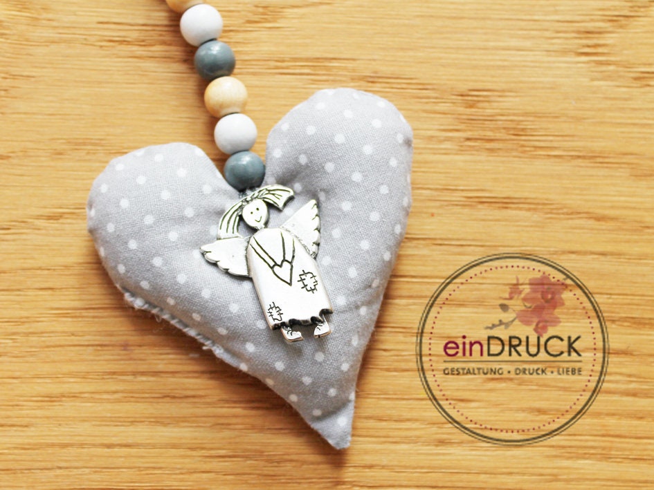 Schutzengel -Geschenk Zur Geburt, Führerschein, Eindruck, Taufe, Geburtstag, Herz, Holzperlen, Hochzeit, Baby, Stoff, Anhänger, Krankheit von Etsy - eindruckdomenika