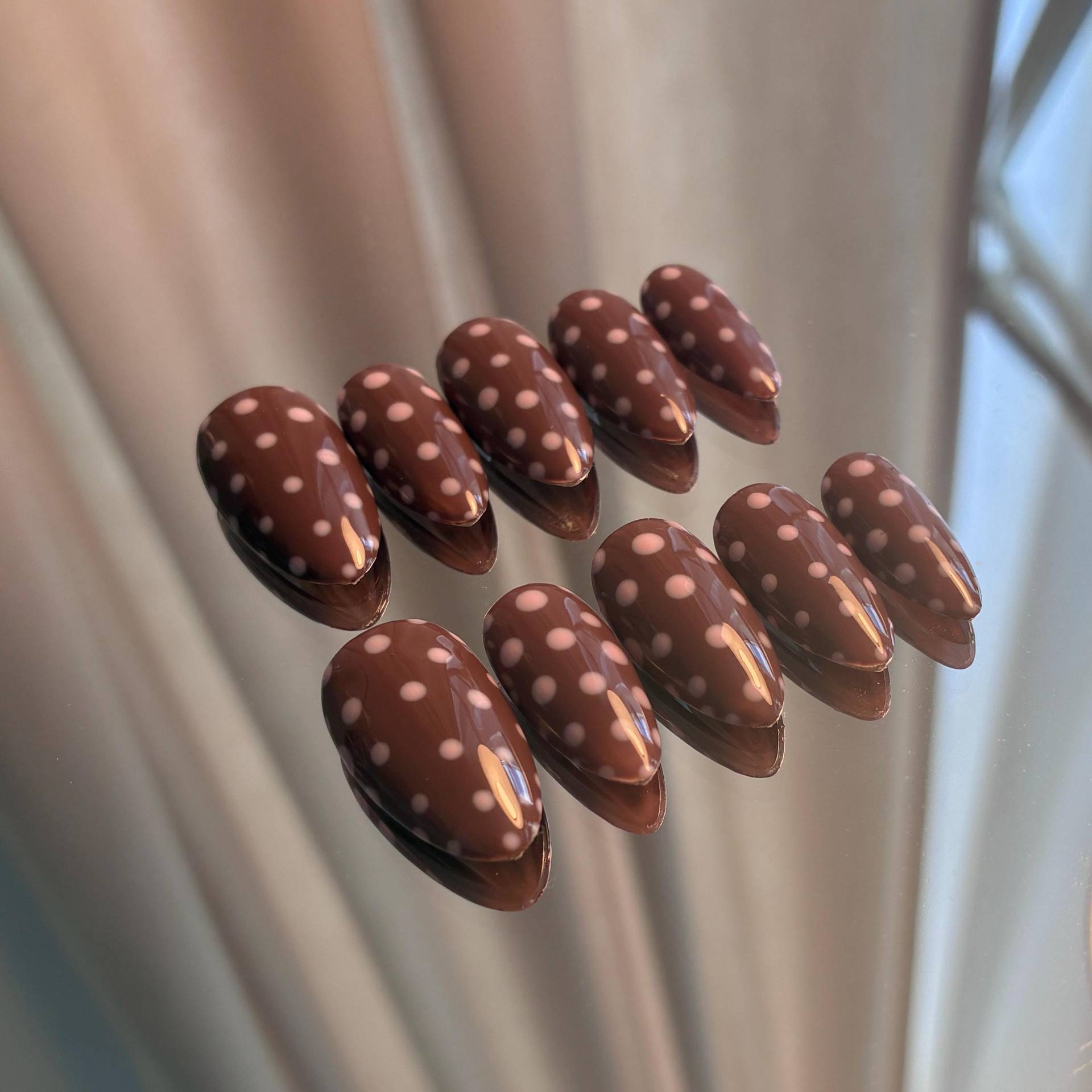 Press On Nails Braun Rosa Polka Dots Press On Nails Braun Rosa Polka Dots von Etsy - elinailss