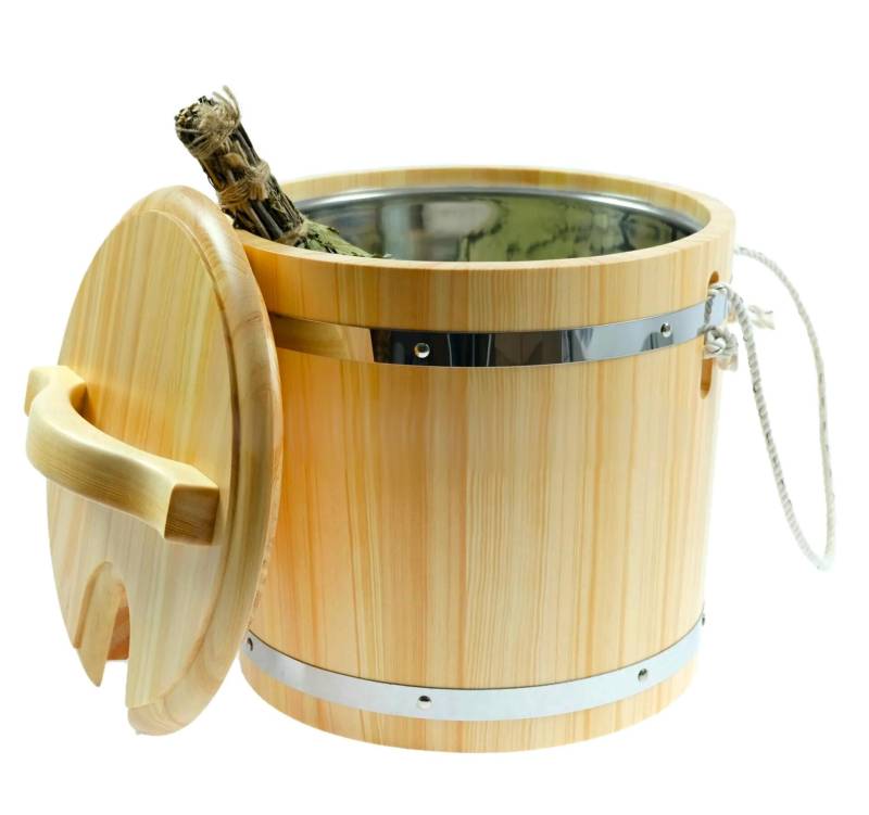 Saunakübel Aus Zedernholz Lackiert, Mit Edelstahleinsatz Und Deckel 15L/20L von Etsy - emaHandel