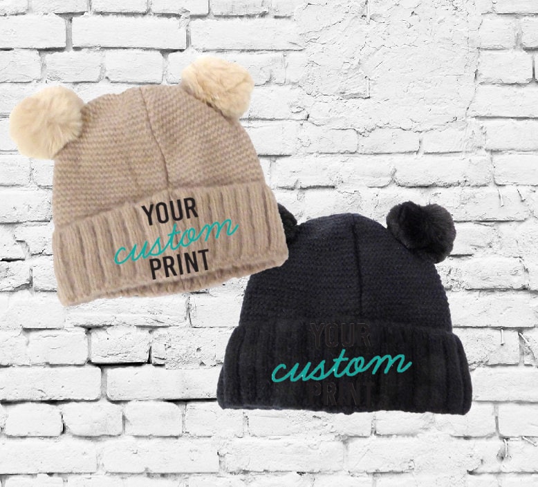 Baby Bär Pom Mütze Schwarz Oder Hellbraun Säuglingshut Benutzerdefinierte Stickerei Kinderhut Personalisierte Babymütze Weich Mit Ohren von Etsy - empowerprinting