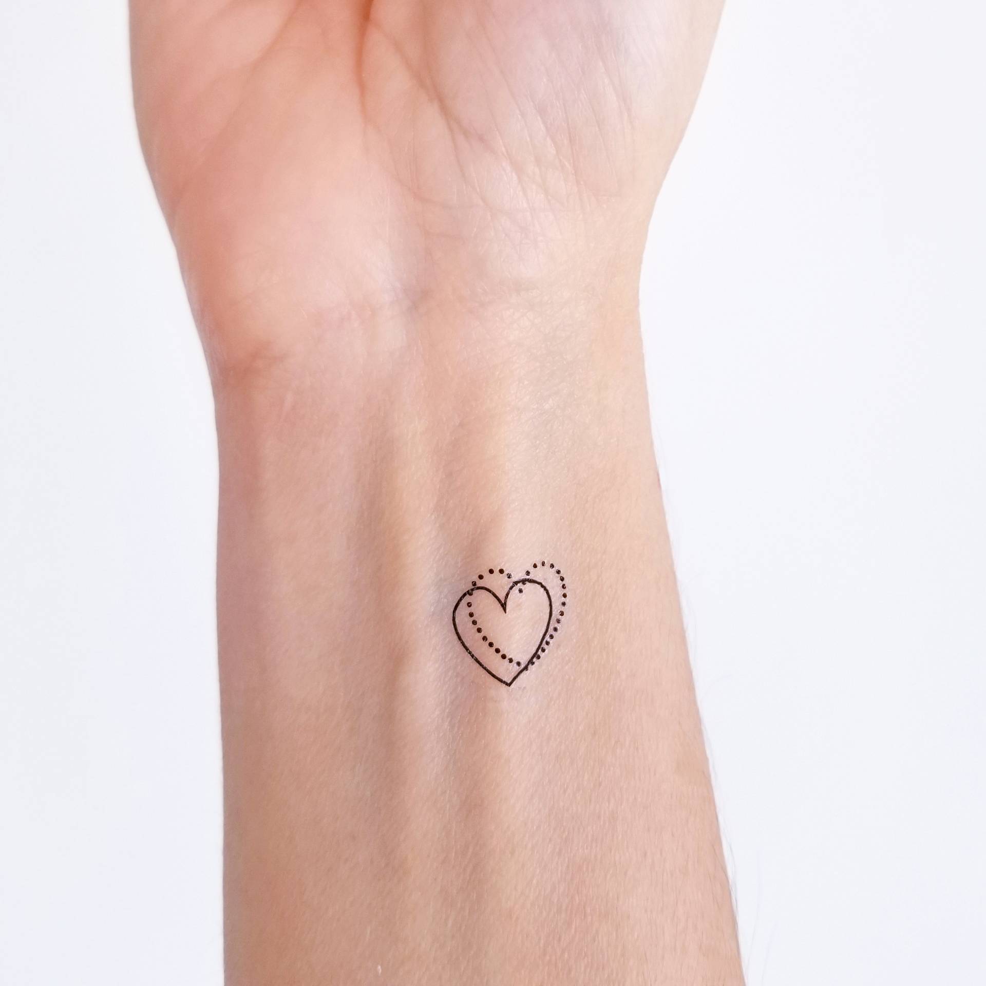 Temporäres Tattoo Mit Doppelten Schwarzen Herzen | 6Er-Set von Etsy - encredelicate
