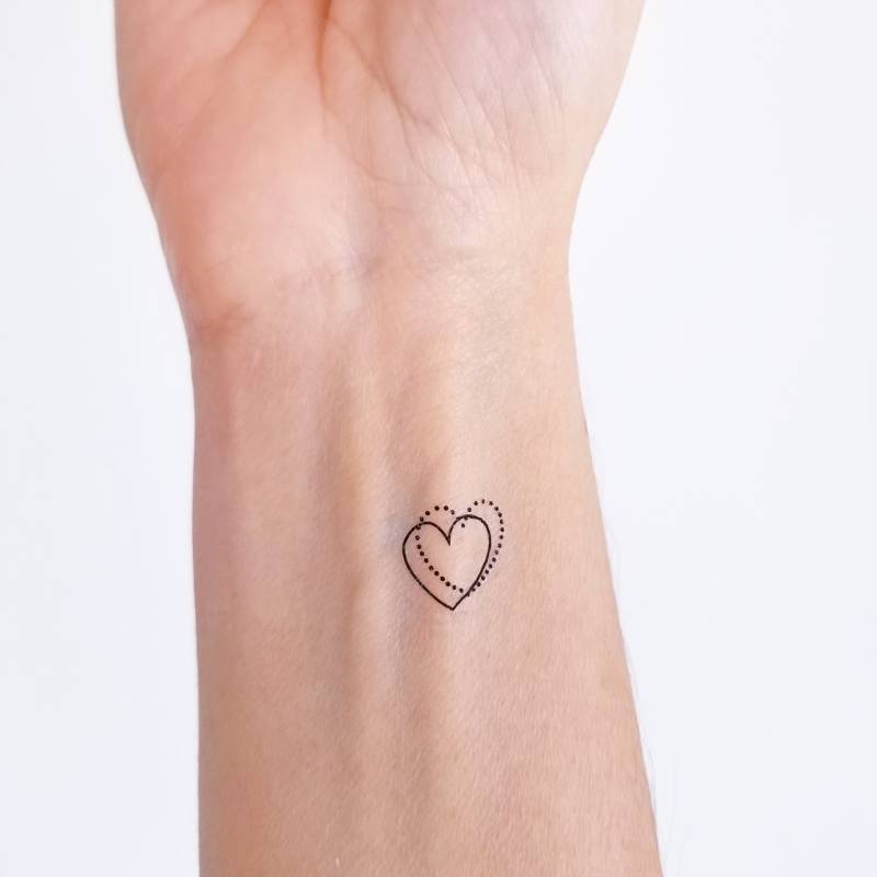 Temporäres Tattoo Mit Doppelten Schwarzen Herzen | 6Er-Set von Etsy - encredelicate