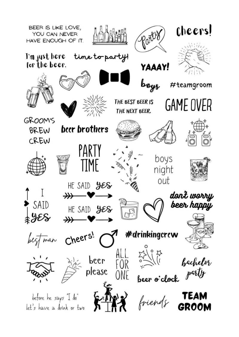 Klebetattoos Temporäre Tattoos Bachelor Party Englisch Bräutigam Jga Feiern Bier Spaß Lustig von Etsy - evveprints