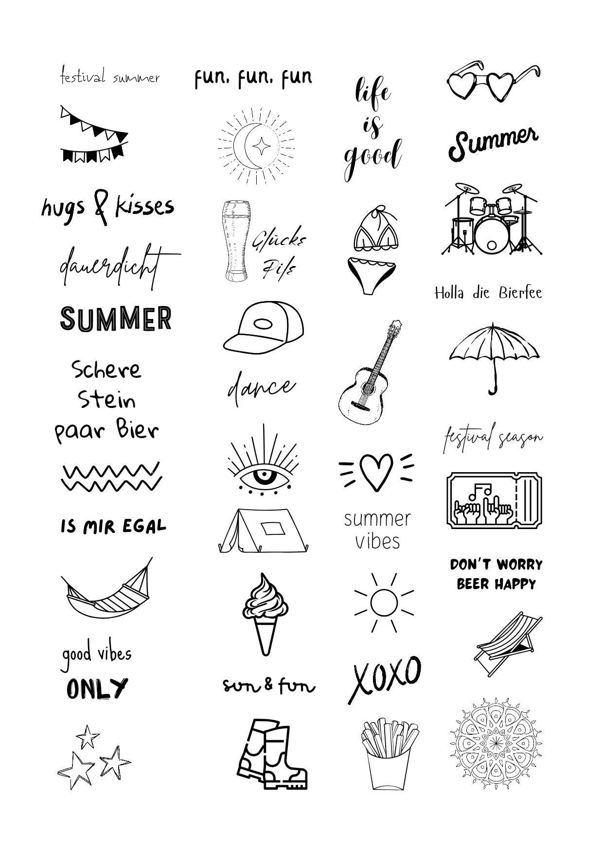 Klebetattoos Temporäre Tattoos Festival Party Musik Sticker Feiern Klebetattoos Temporäre Tattoos Festival Party Musik Sticker Feiern von Etsy - evveprints