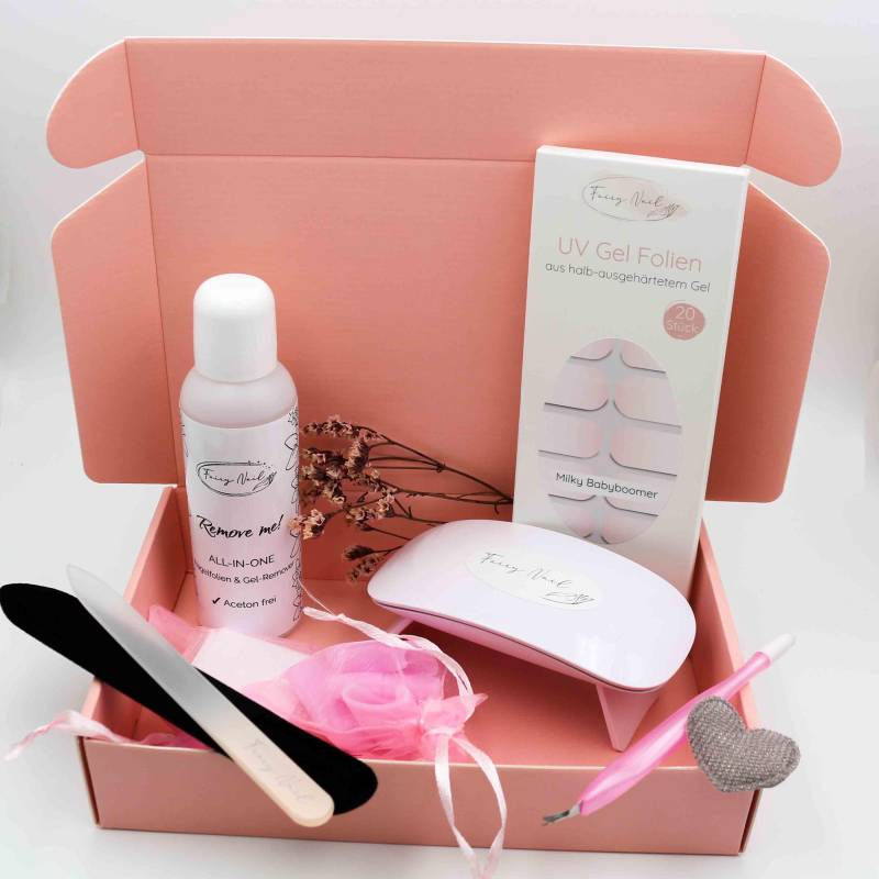 Uv Nagelfolien Starter Kit Mit Lampe - Semi Cured Gel Nail Strips Set Diy Nägel Zuhause Geschenk Für Frauen von Etsy - fairynailde