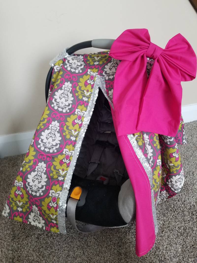 Baby Autositzbezug - Rosa Damast Pailletten Schein Shower Geschenk Mädchen Versandbereit von Etsy - fashionfairytales