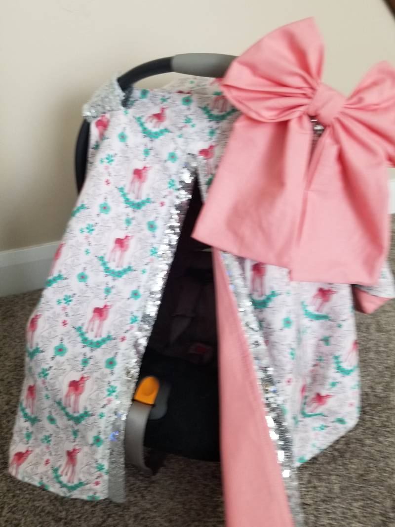 Baby Autositzbezug - Teal Coral Floral Deer Pailletten Schein Shower Geschenk Mädchen Autositzbedeckung Sofort Lieferbar Baby Autositzbezug - Teal Coral Floral Deer Pailletten Schein Shower Geschenk Mädchen Autositzbedeckung Sofort Lieferbar von Etsy - fashionfairytales