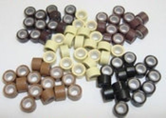 25 Silikon-Micro-Links, Tubes, Shrinkies, Feder-Haarverlängerungsperlen in 5 Farben Erhältlich von Etsy - feathermyhead