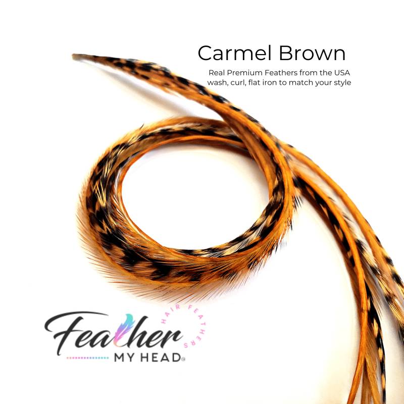 Carmel Brown Haar-Feder-Verlängerungen. | 1 Feder, Lange Längen Und Haar Feder Kit Erhältlich Carmel Brown Haar-Feder-Verlängerungen. | 1 Feder, Lange Längen Und Haar Feder Kit Erhältlich von Etsy - feathermyhead
