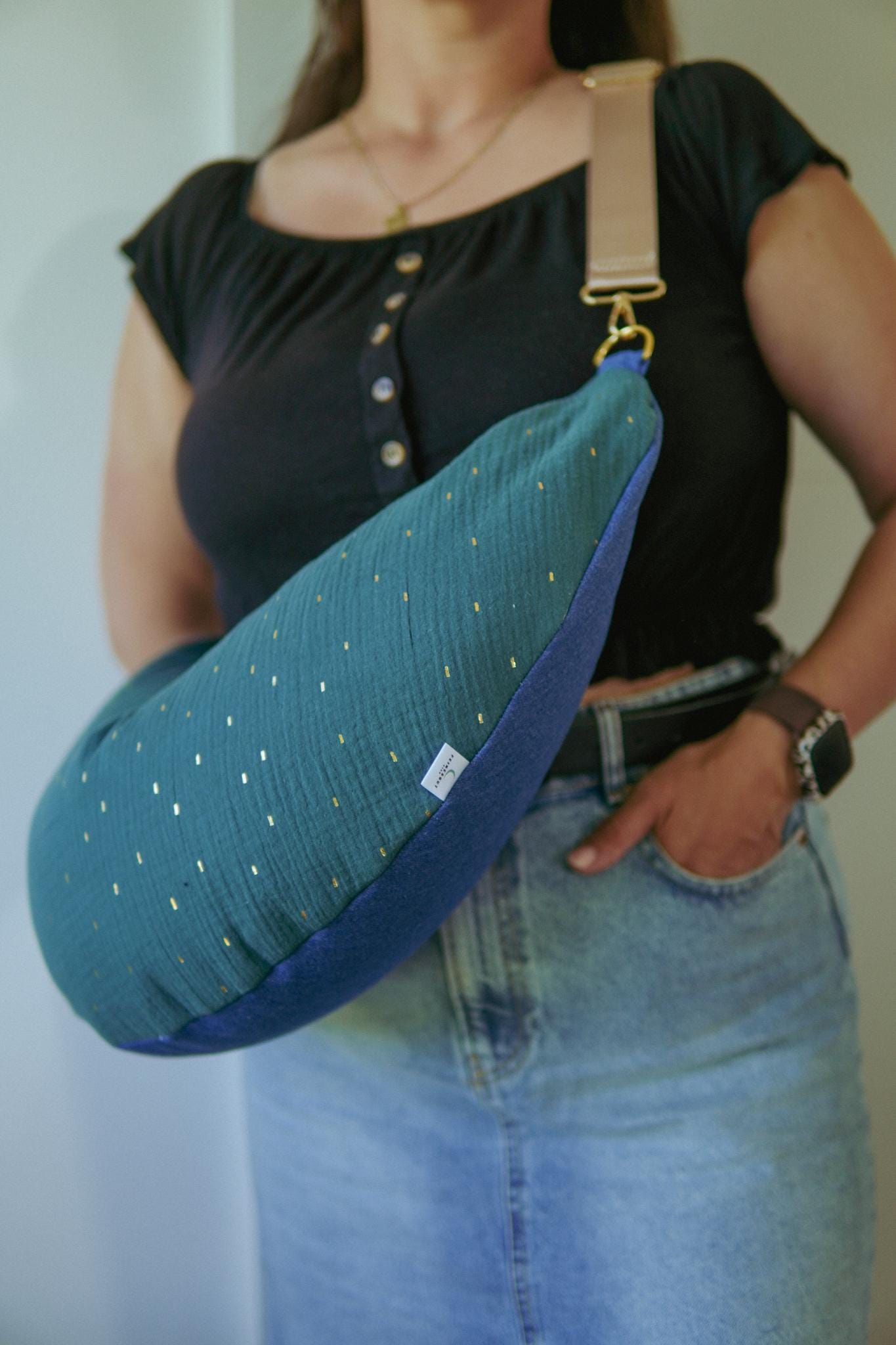 stillkissen/Reisekissen To Go "Musselin Grün Gold Jeans" stillkissen/Reisekissen To Go "Musselin Grün Gold Jeans" von Etsy - feinesgut