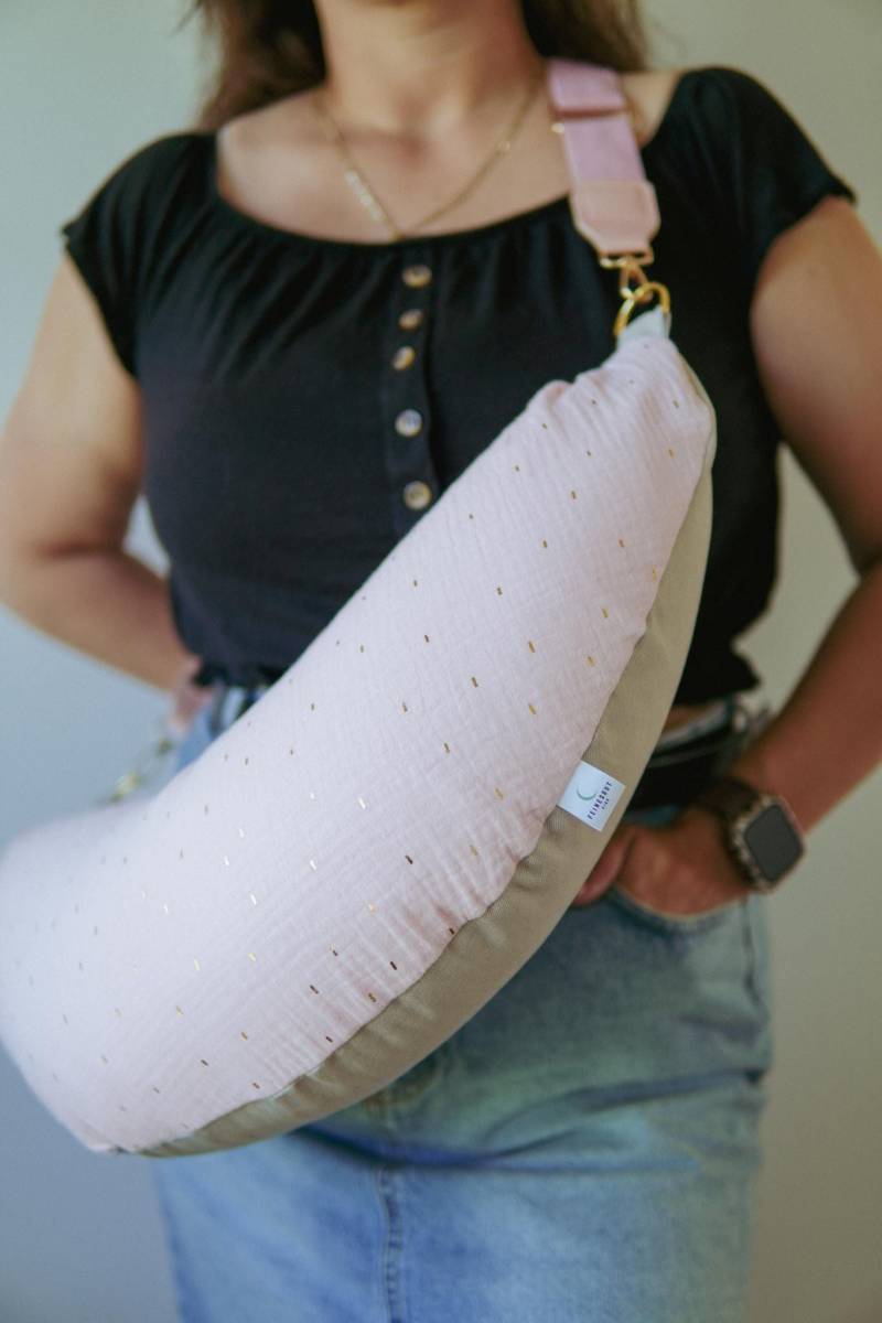 stillkissen/Reisekissen To Go "Musselin Rosa Gold Beige" von Etsy - feinesgut