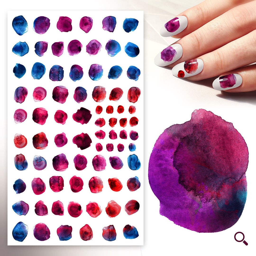 Nagel Aufkleber | 5 Blatt Aquarell Patches Dark Blues & Reds Purples Flonz 101-223 Nagel Aufkleber | 5 Blatt Aquarell Patches Dark Blues & Reds Purples Flonz 101-223 von Etsy - flonz