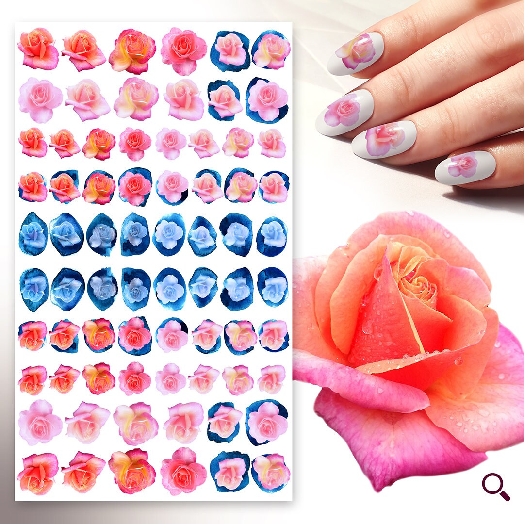 Nagel Aufkleber | 5 Blatt Blaue Und Rosa Rosen Hübsche Blumen Flonz 101-222 Nagel Aufkleber | 5 Blatt Blaue Und Rosa Rosen Hübsche Blumen Flonz 101-222 von Etsy - flonz