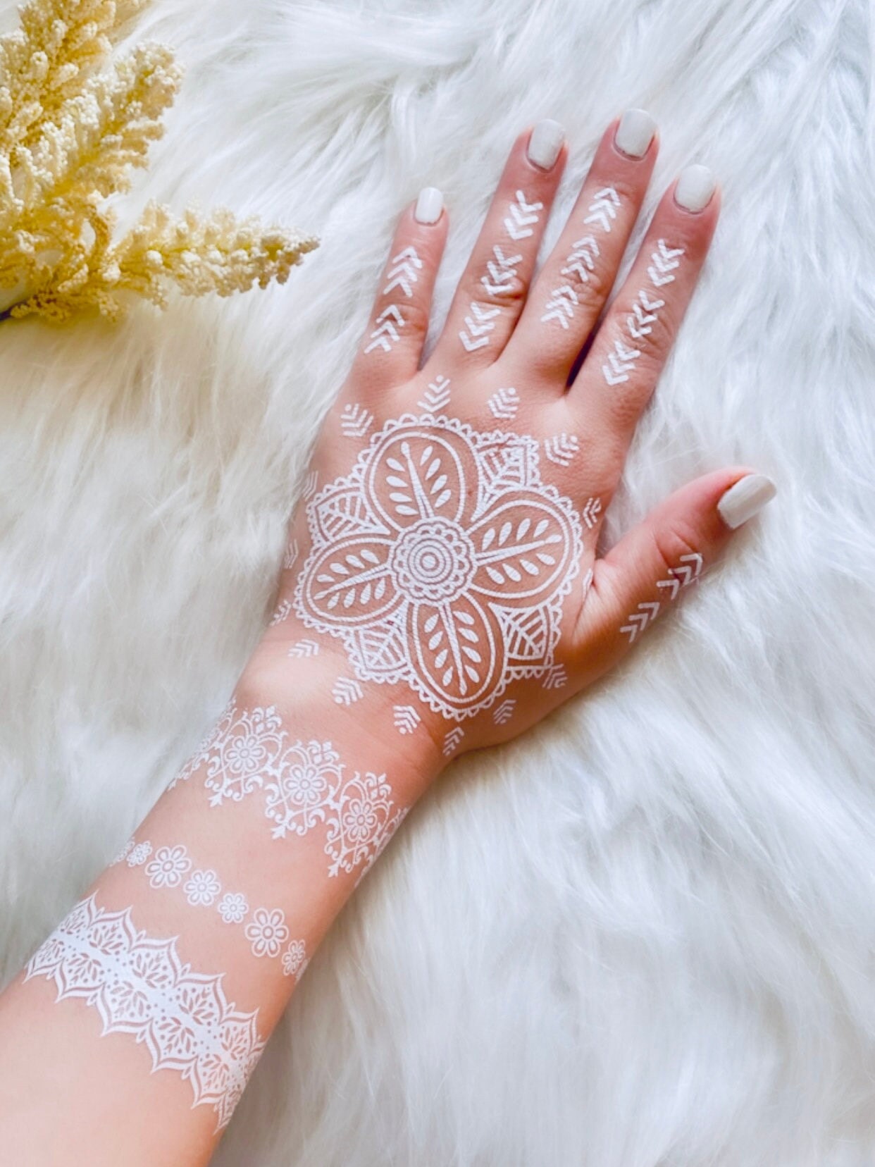 Instant Henna Tattoo, Weiße Henna, Sticker Temporäres Tattoo von Etsy - follaallof