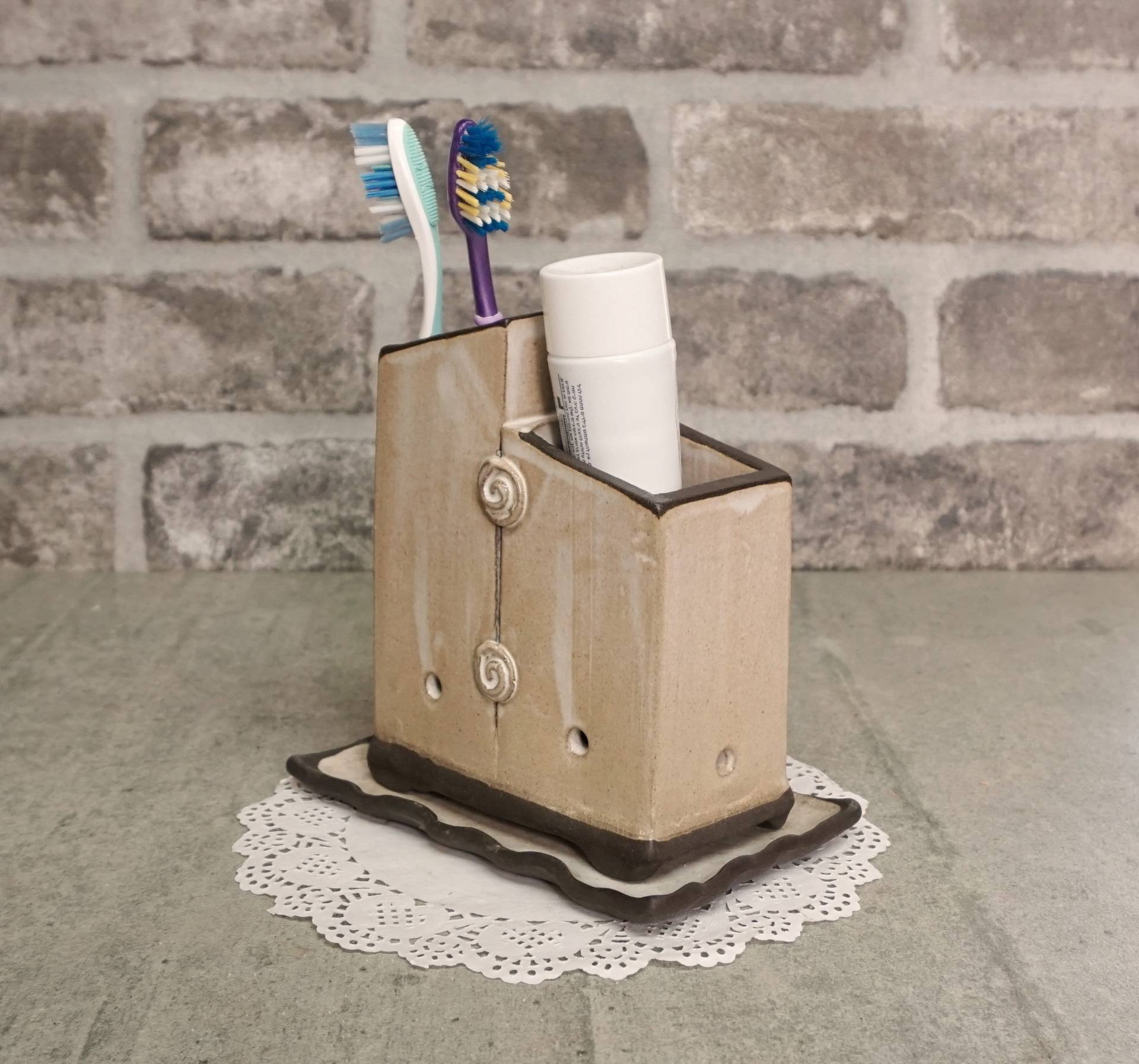 Keramik Zahnbürstenhalter Stift & Make-Up Pinsel Organizer von Etsy - gidizivanpottery