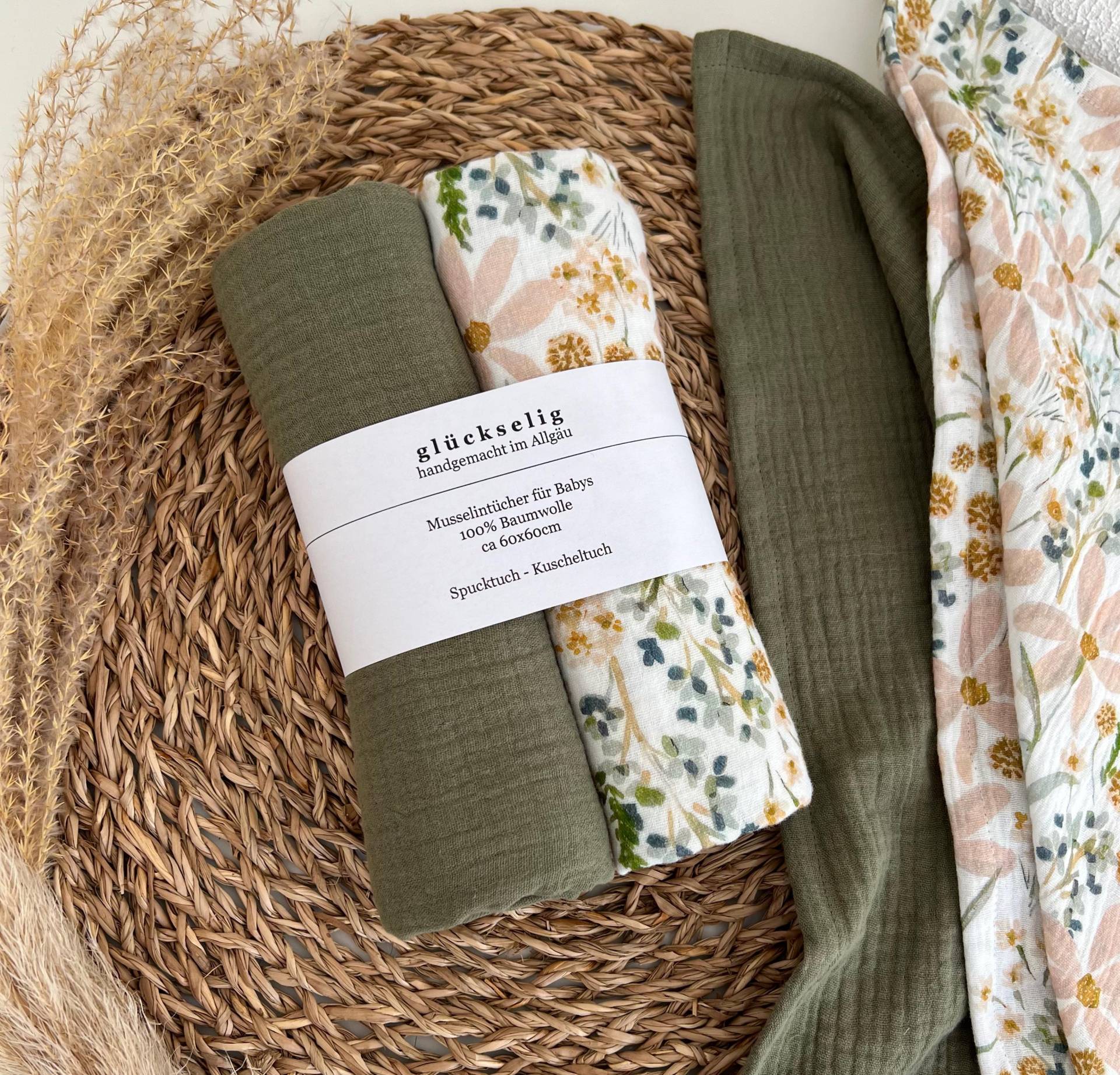 Set Spucktuch Floral Grün Set Spucktuch Floral Grün von Etsy - glueckseligShop