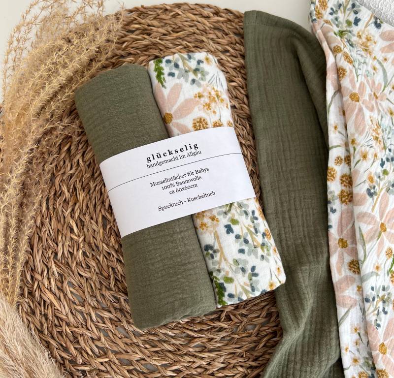 Set Spucktuch Floral Grün Set Spucktuch Floral Grün von Etsy - glueckseligShop