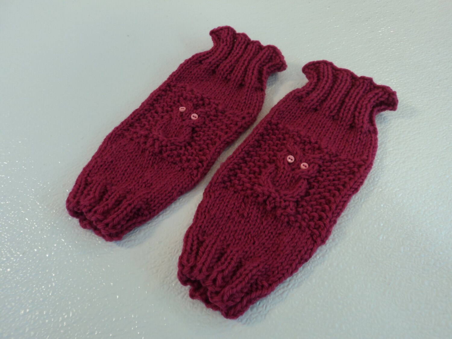 Handgefertigte Gestrickte Baby Stulpen Rosa Eule Auge Tasten Weibliche 6-12 Monate von Etsy - grammysfuzzies