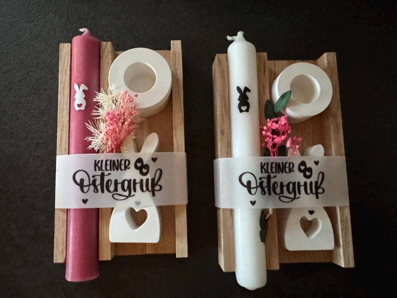 Geschenk Set Kerze Kerzenständer Frohe Ostern Osterhase Hase Mit Herz Auf Holz Kleiner Ostergruß von Etsy - handmadebyKerstinS