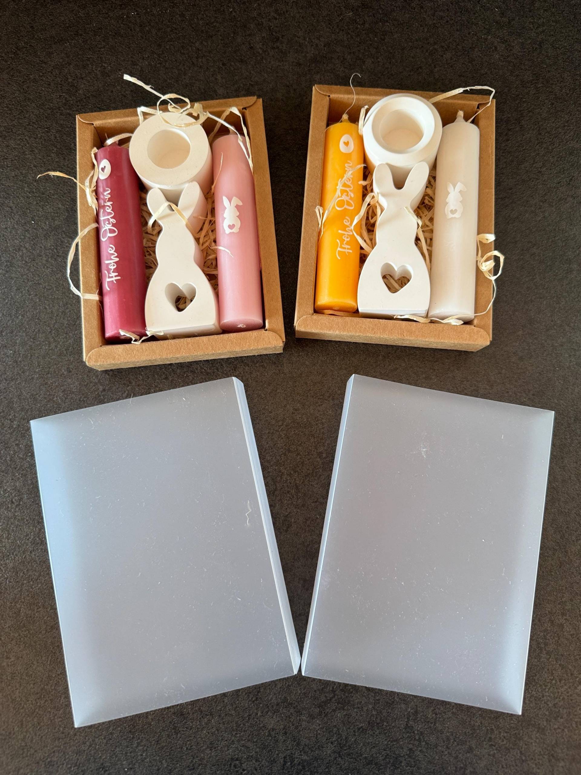 Geschenk Set Ostern Frohe in Box Kerzen Kerzenständer Hase Aus Raysin Keraflott Osternest von Etsy - handmadebyKerstinS