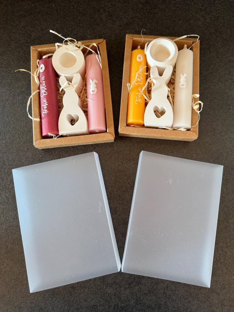 Geschenk Set Ostern Frohe in Box Kerzen Kerzenständer Hase Aus Raysin Keraflott Osternest von Etsy - handmadebyKerstinS