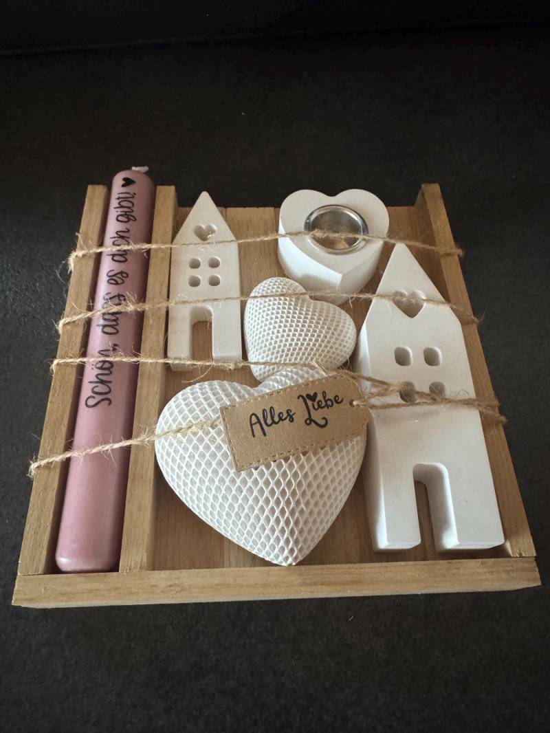 Geschenk Set Raysin Valentinstag Herzensmensch Lieblingsmensch in Holzbox Verpackt Kerze Kerzenständer Herz von Etsy - handmadebyKerstinS