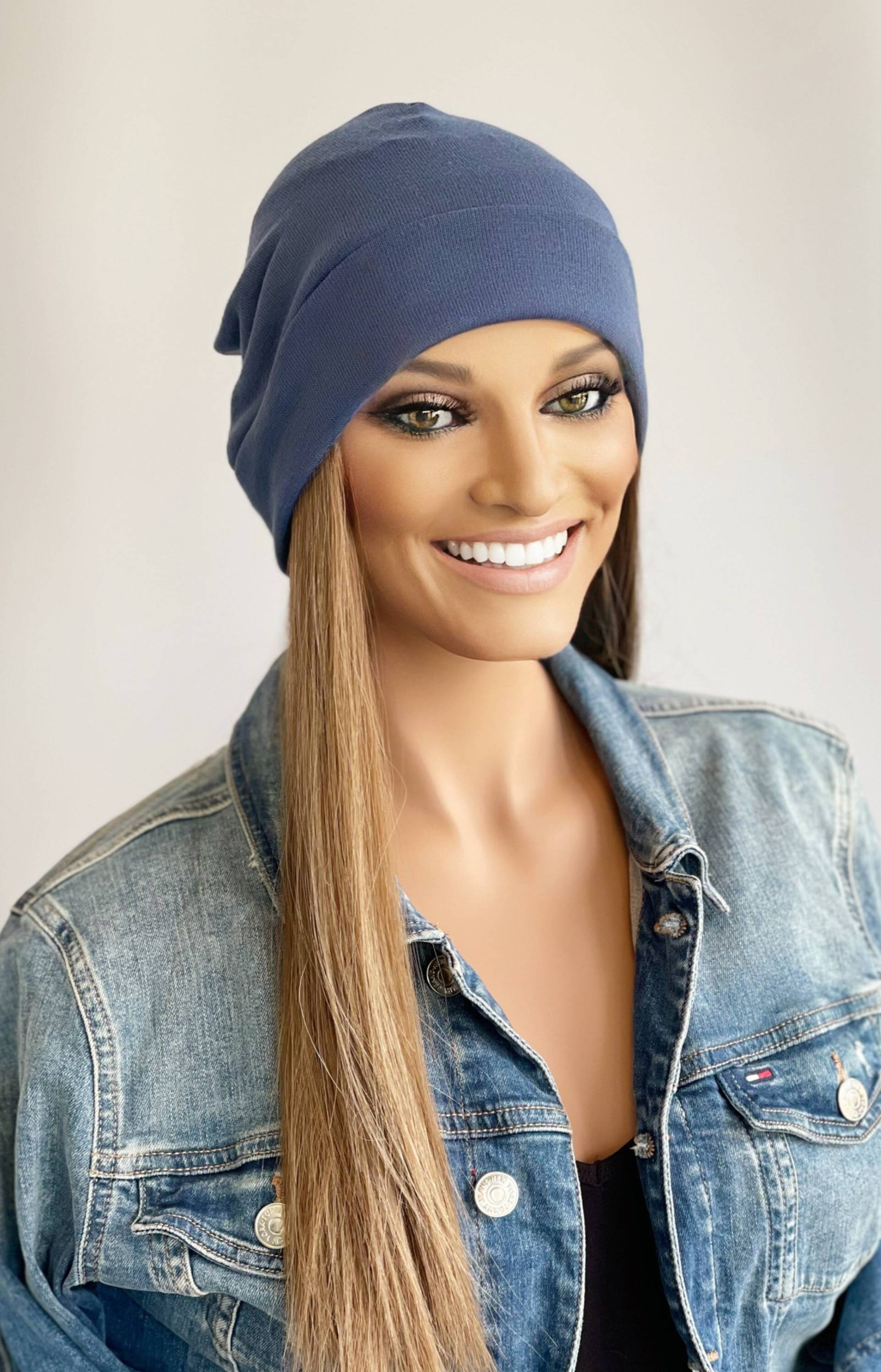 Leichte Vintage Blaue Mütze Mit Langen Angenähten Haaren Hut Angebrachten | Perücke| Haaren| Haare|Perücke Hut|Perücke Haar von Etsy - headscarvesbyciara1
