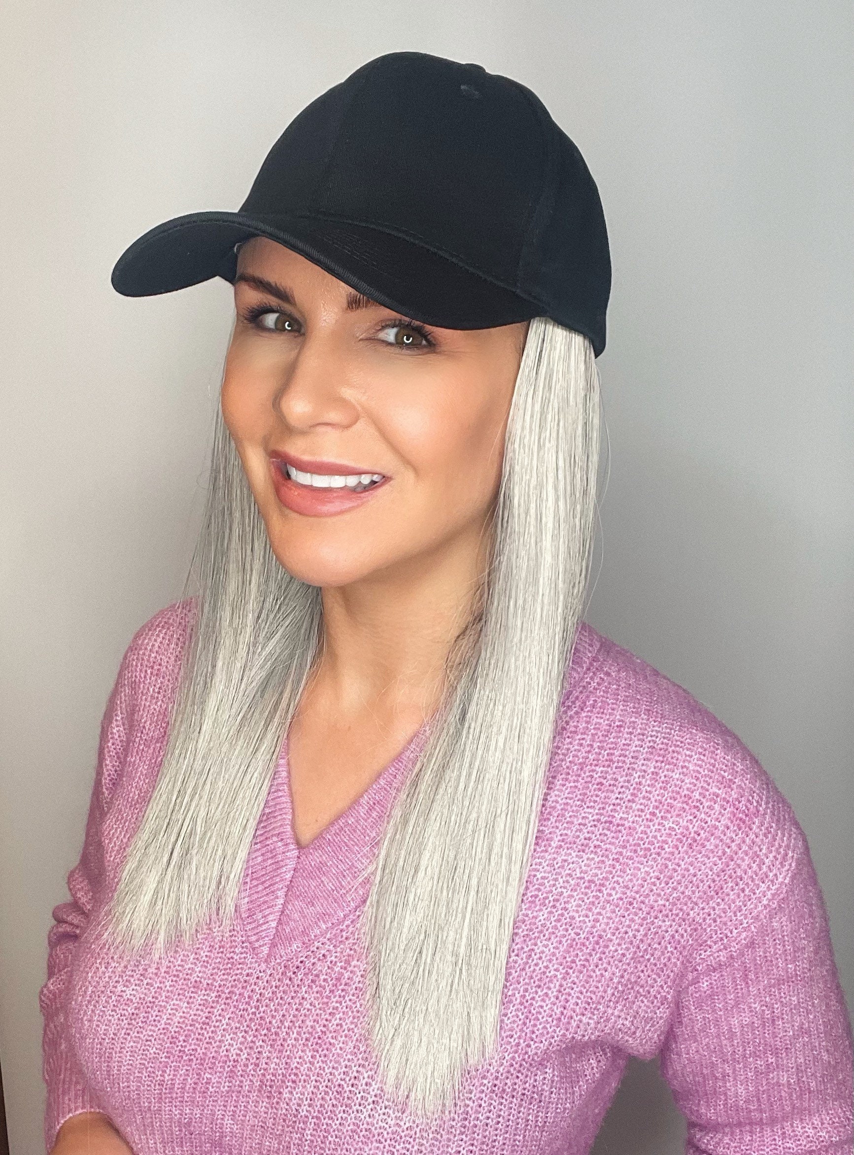 Schwarze Basecap, An Der Lange Haare Befestigt Sind von Etsy - headscarvesbyciara1