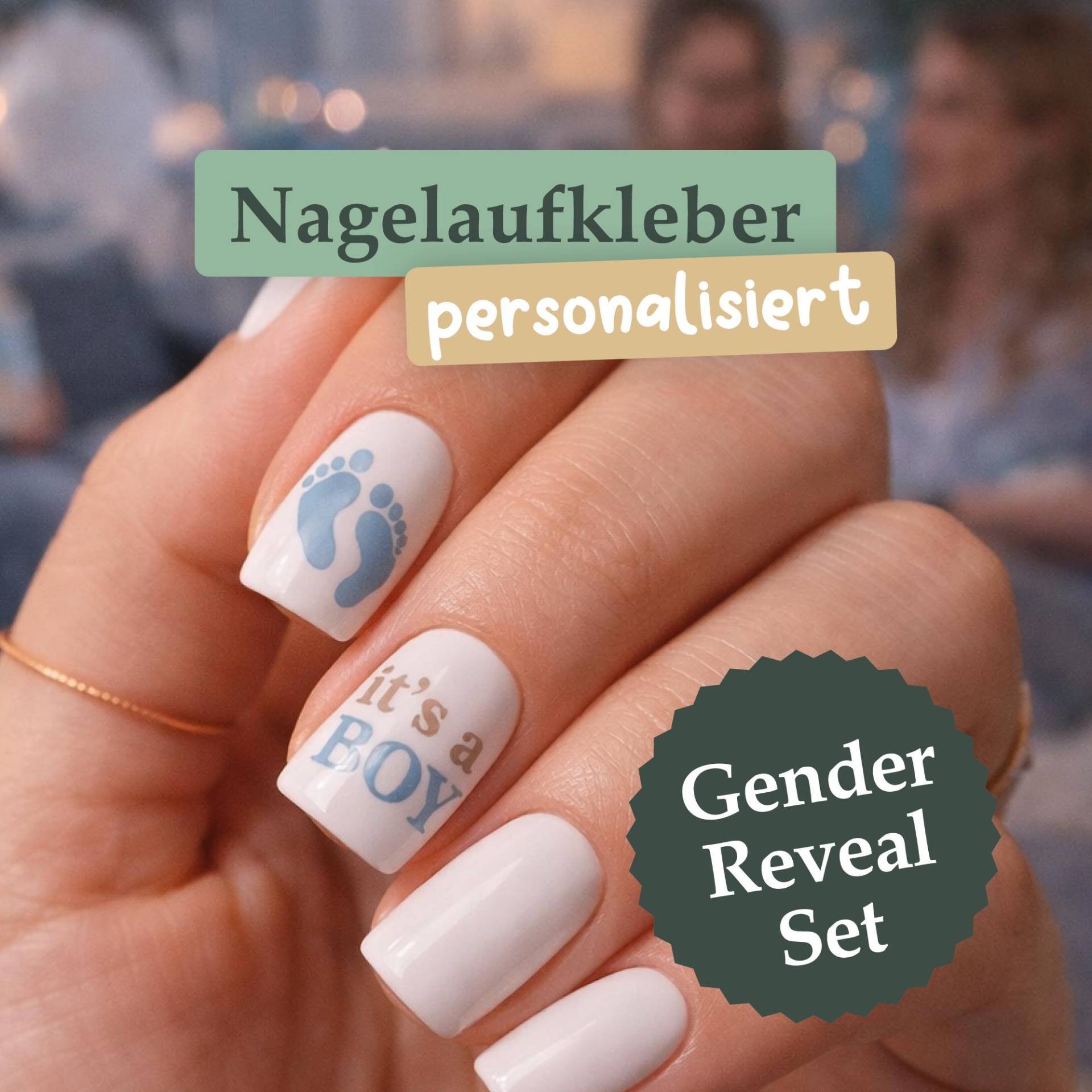 Nagelsticker Gender Reveal Personalisiert | Baby Shower Nail Stickers Junge Mädchen Team Boy Girl Babyparty Nägel Aufkleber von Etsy - heimild