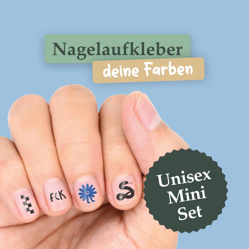 Nagelsticker Unisex Mini Set | Nail Sticker Personalisiert in Wunschfarben Street Style Nägel Edgy Art 25 Aufkleber 1 Bogen von Etsy - heimild