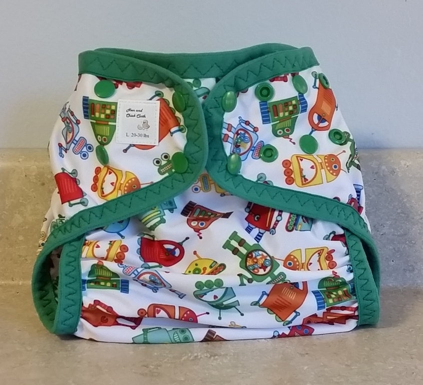 Große Pul Windel Abdeckung Mit Bein Gussets - 20 Bis 30 Pfund-Roboter- 23012 Große Pul Windel Abdeckung Mit Bein Gussets - 20 Bis 30 Pfund-Roboter- 23012 von Etsy - henandchickcloth