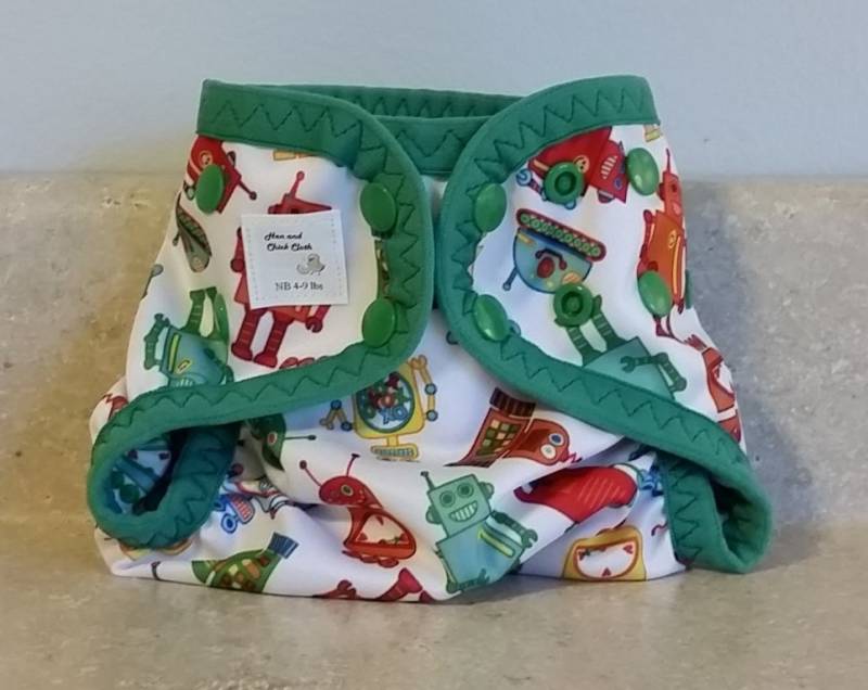 Neugeborenen Pul Windel Abdeckung Mit Bein Gussets - 4 Bis 9 Pfund-Roboter-20003 von Etsy - henandchickcloth
