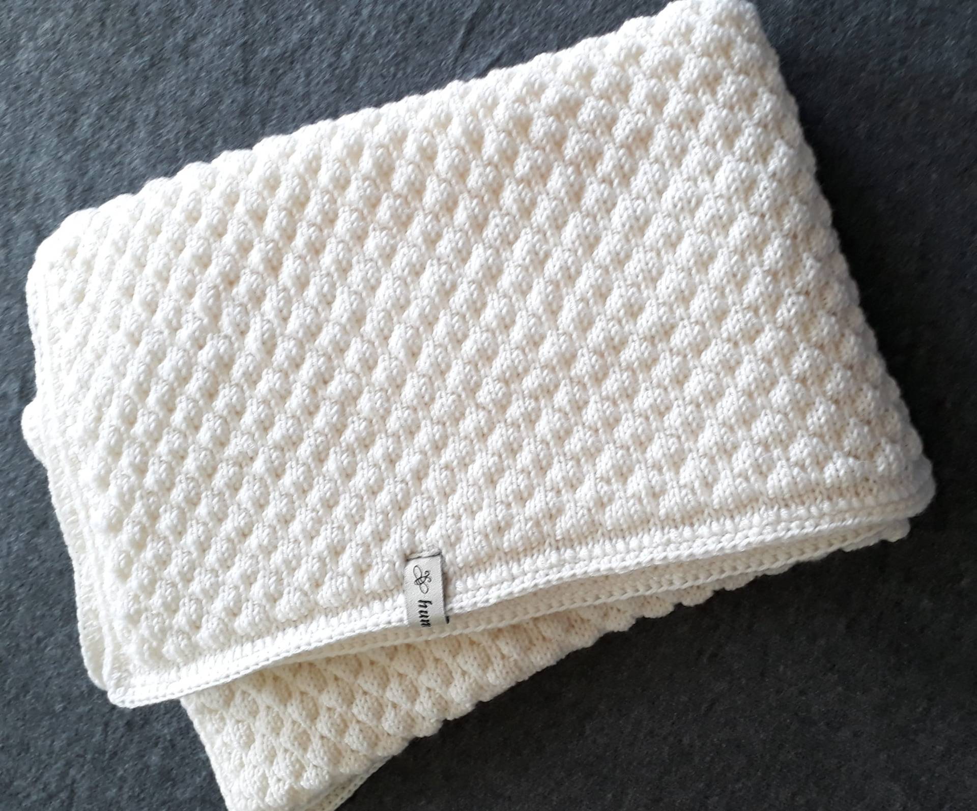 Weiche Babydecke Aus Merinowolle Extrafein 100 % in Weiß Gestrickt von Etsy - hummelchenantje