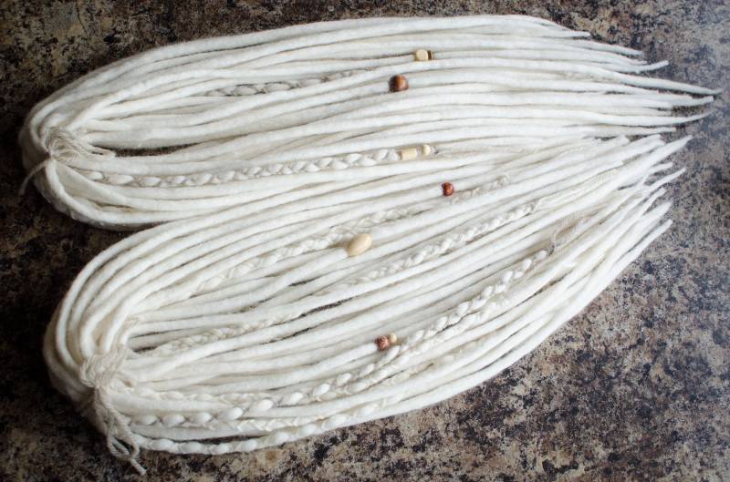 Ein-Oder Doppel-Endige Wolle Dreadlock-Verlängerungen, Naturweiß von Etsy - illJay