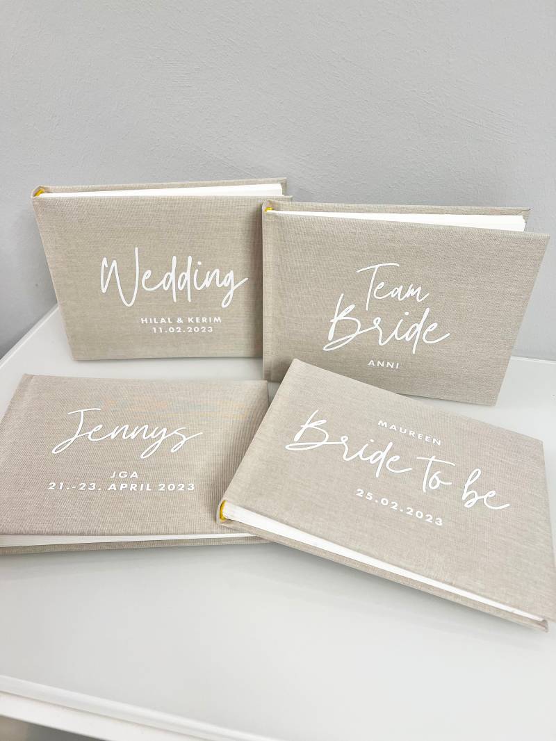 Team Bride - Personalisierbares Leinenbuch Beige Fotoalbum Für Jga-Erinnerungen Freundebuch Jga von Etsy - labellery
