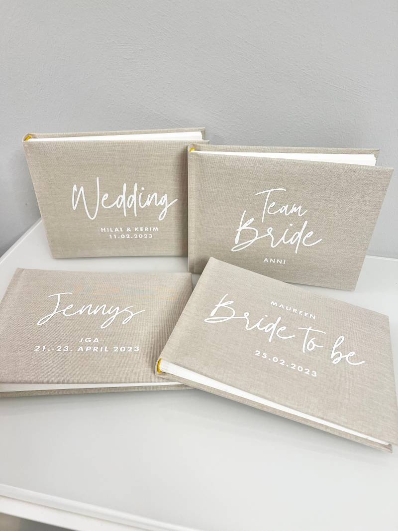 Team Bride - Personalisierbares Leinenbuch Beige Fotoalbum Für Jga-Erinnerungen Freundebuch Jga von Etsy - labellery