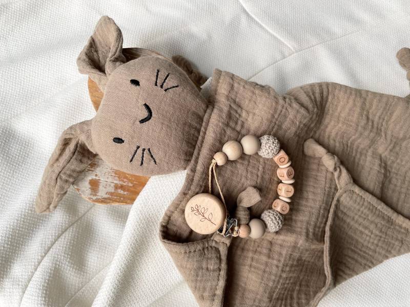Geschenk Set Mit Kuscheltuch Und Schnullerkette Für Mädchen Jungen in Beige Als Zur Geburt von Etsy - lamonadashop