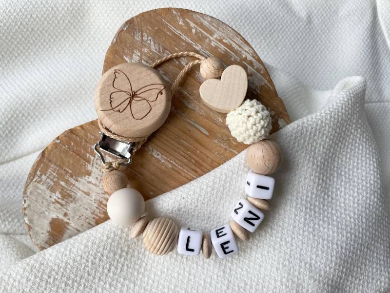 Schnullerkette Mit Namen Für Mädchen Und Jungen Herz in Vielen Farben Als Geschenk Zur Geburt von Etsy - lamonadashop