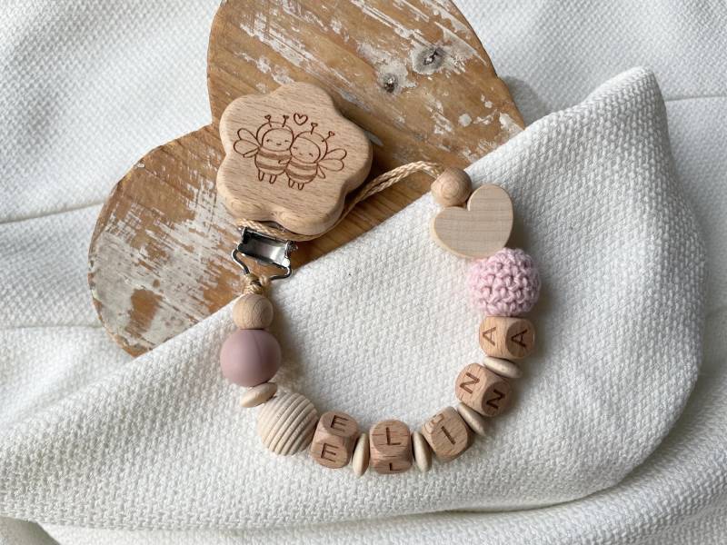 Schnullerkette Mit Namen Für Mädchen Und Jungen Herz in Vielen Farben Als Geschenk Zur Geburt von Etsy - lamonadashop