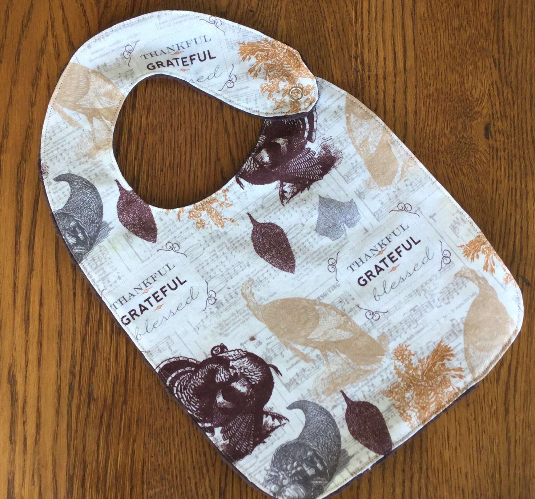Dankbare, Dankbare, Gesegnete Danksagung Türkei Minky Baby/Kleinkind-Bib von Etsy - laurelwhite