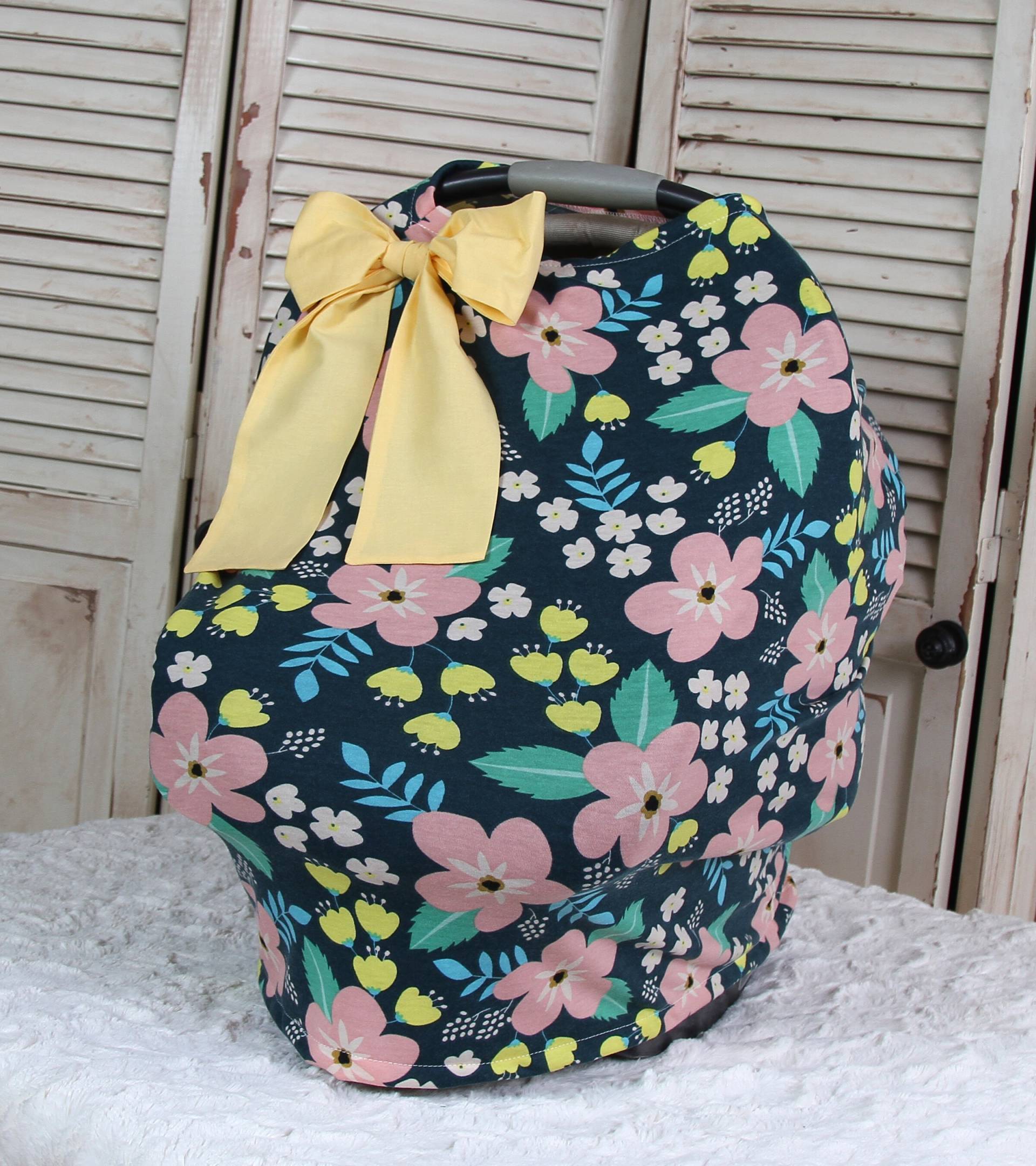 Autositz Überdacht - Petrol Geblümter Autositzbezug, Stillbezug, Einkaufswagenbezug & Schal Dehnbare Babyschale Babyzelt von Etsy - lilacslollipops