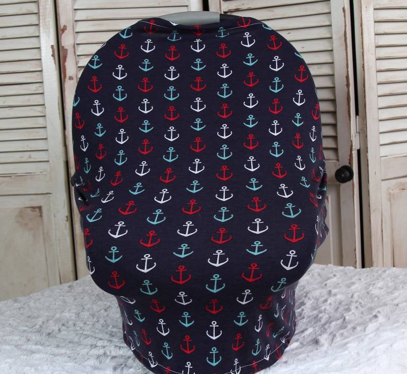 Car Seat Canopy-Anchors Knit Carseat Cover, Nursing Shopping Cart Cover & Scarf-stretchy Infant Carrier Cover-Baby Zelt Car Seat Canopy-Anchors Knit Carseat Cover, Nursing Shopping Cart Cover & Scarf-stretchy Infant Carrier Cover-Baby Zelt von Etsy - lilacslollipops