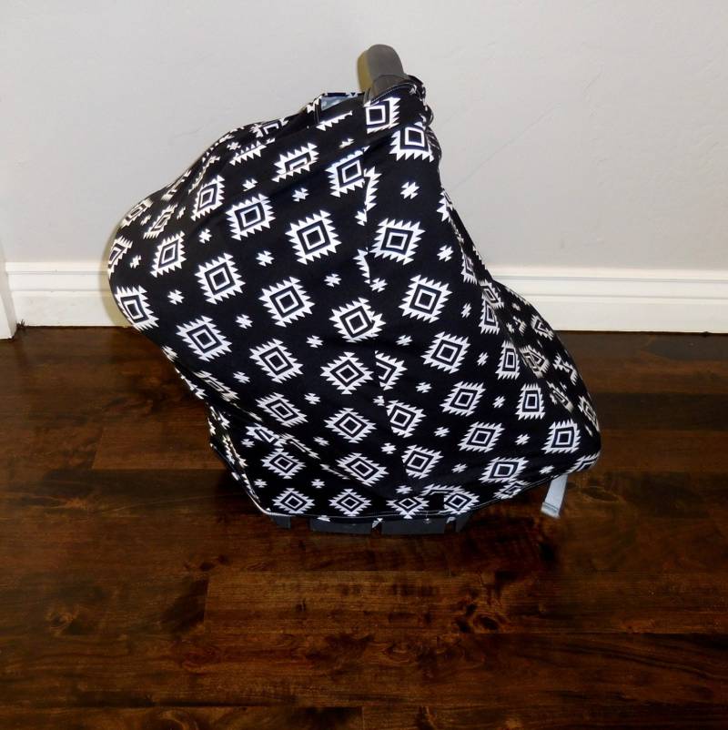 Car Seat Canopy-Black Aztec Knit Carseat Canopy, Nursing Cover, Shopping Cart Cover & Scarf-stretchy Infant Carrier Cover-Baby Tent Car Seat Canopy-Black Aztec Knit Carseat Canopy, Nursing Cover, Shopping Cart Cover & Scarf-stretchy Infant Carrier Cover-Baby Tent von Etsy - lilacslollipops