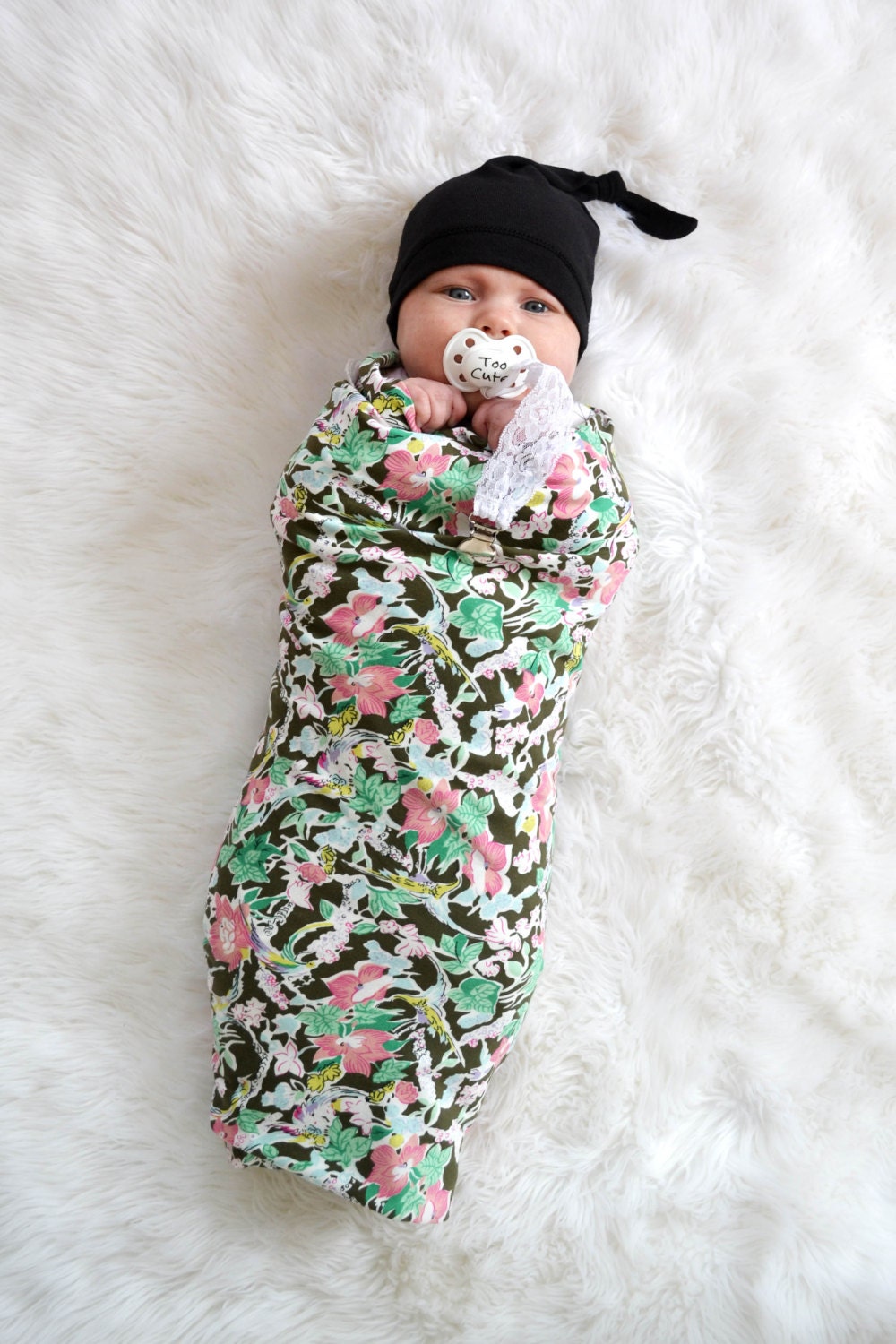 Floral Baby Decke Weich Dehnbar Stricken, Handgemacht 115x114 cm von Etsy - lippybrand