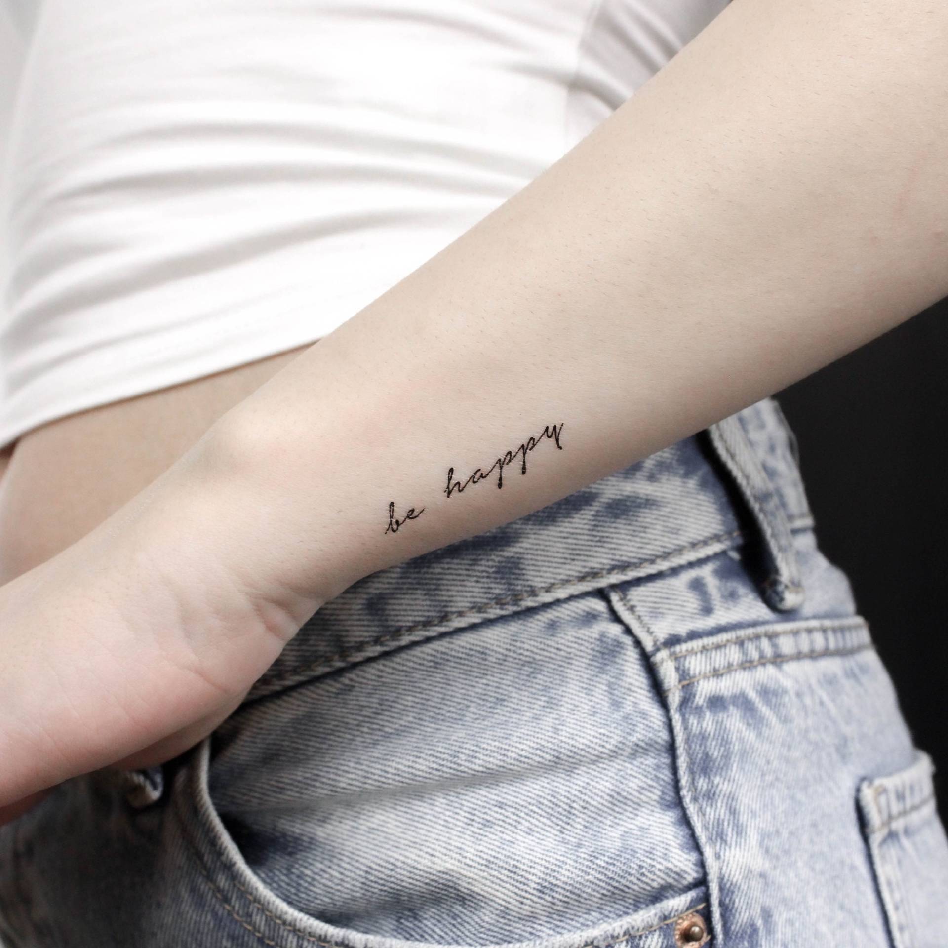 Temporäres Tattoo „Be Happy" | 3Er-Set Temporäres Tattoo „Be Happy" | 3Er-Set von Etsy - littletattoos