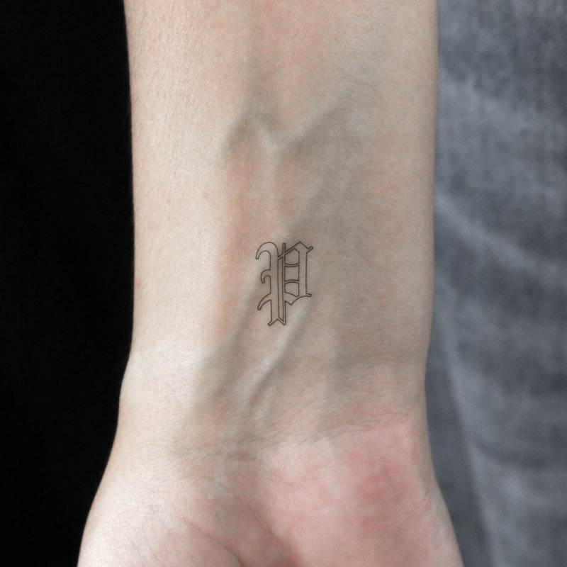 Gothic Style P Buchstabe Temporäres Tattoo | 3Er Set von Etsy - littletattoos