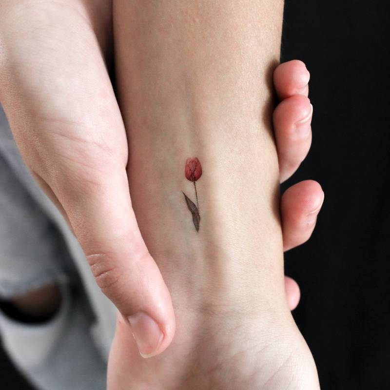 Kleine Aquarell Tulpe Temporäres Tattoo | 3Er Set von Etsy - littletattoos