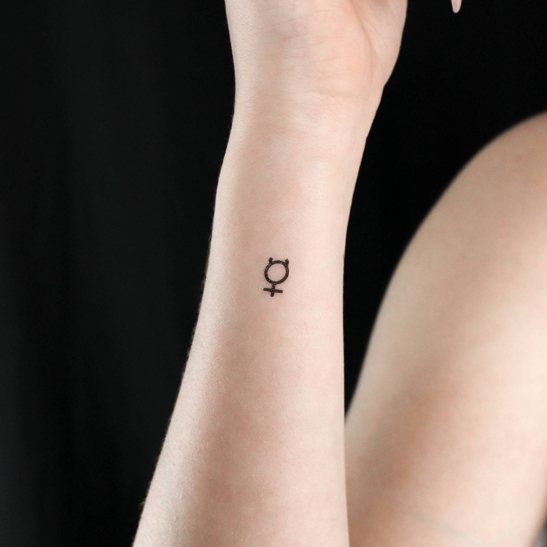 Merkur Planetensymbol Temporäres Tattoo | 3Er Set Merkur Planetensymbol Temporäres Tattoo | 3Er Set von Etsy - littletattoos