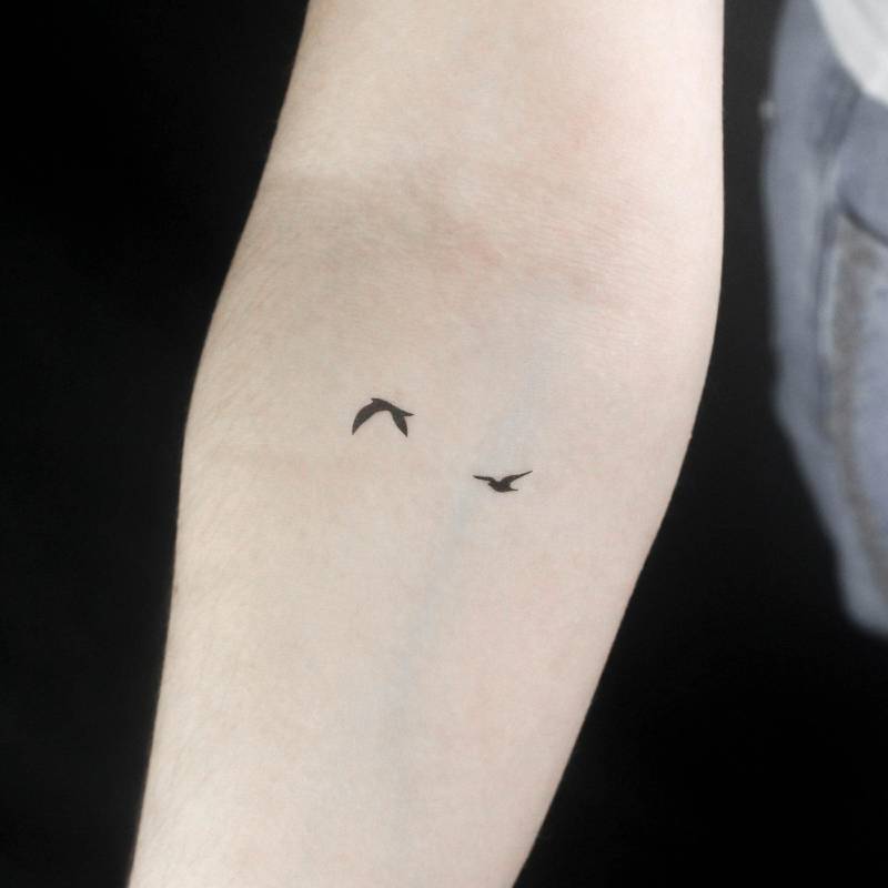 Zwei Fliegende Vögel Temporäres Tattoo | 3Er Set Zwei Fliegende Vögel Temporäres Tattoo | 3Er Set von Etsy - littletattoos