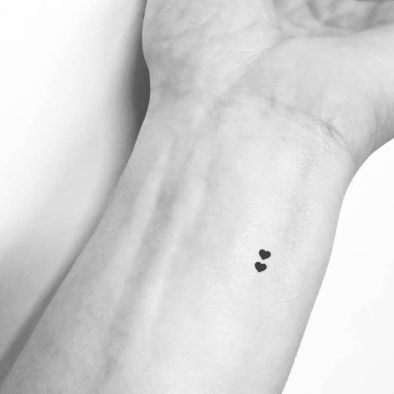 Zwei Winzige Schwarze Herzen Temporäres Tattoo | 3Er Set von Etsy - littletattoos